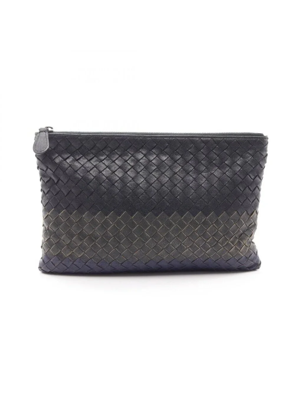 Bottega Veneta Clutch Intrecciato Black Blue Leather